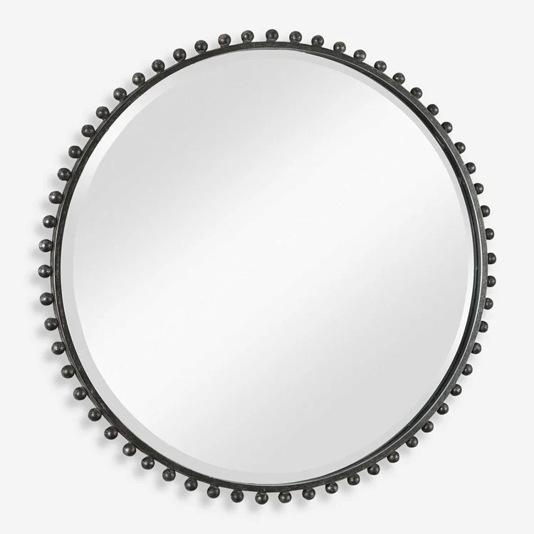 Uttermost Taza Distressed Black Iron Round Mirror - Image 2