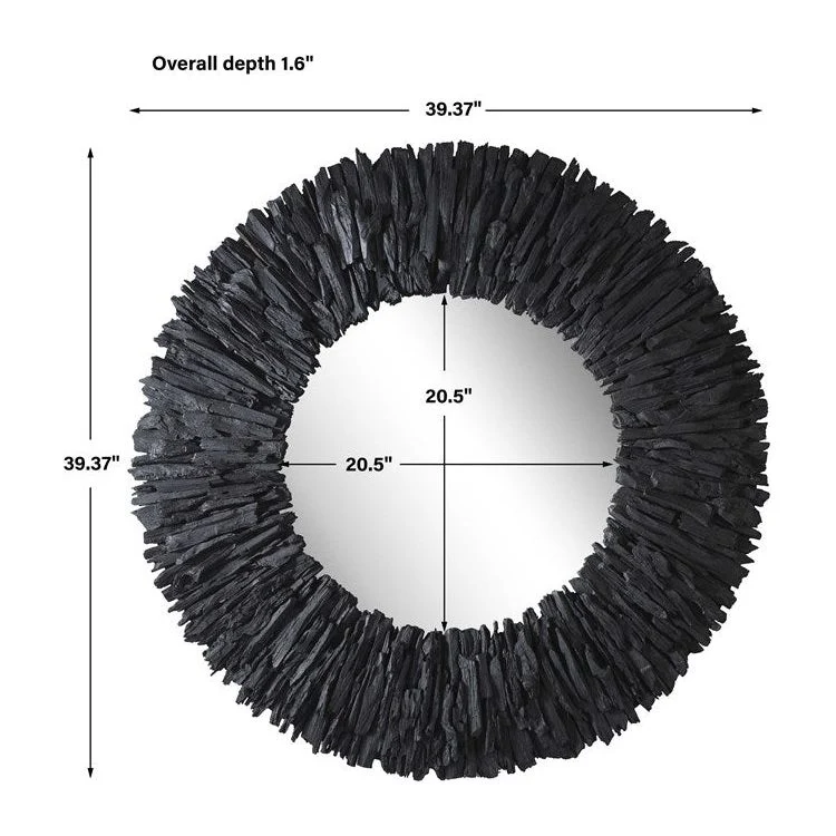 Uttermost Teak Branch Black Round Mirror - Image 6
