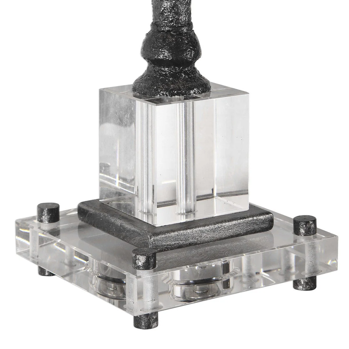 Uttermost Teala Aged Black Buffet Lamp With White Linen Shade - Image 5