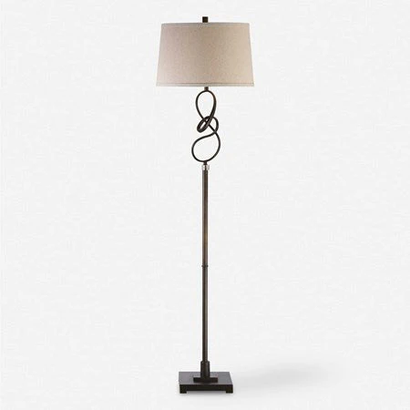 Uttermost Tenley Rubbed Bronze Floor Lamp With Beige Linen Shade - Image 2