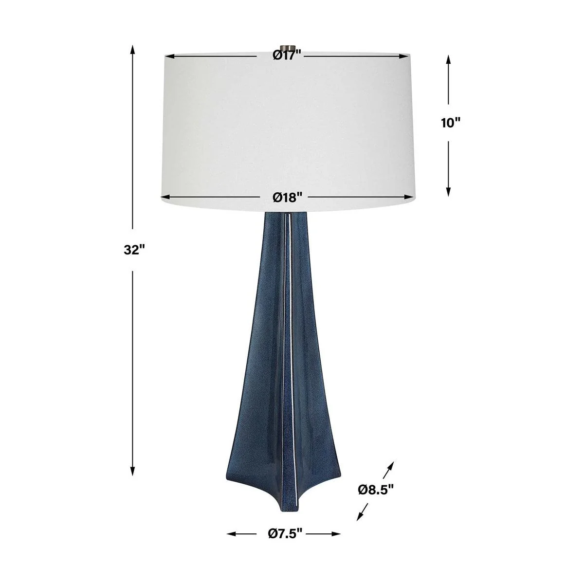 Uttermost Teramo Blue Ceramic Table Lamp With White Linen Shade - Image 8