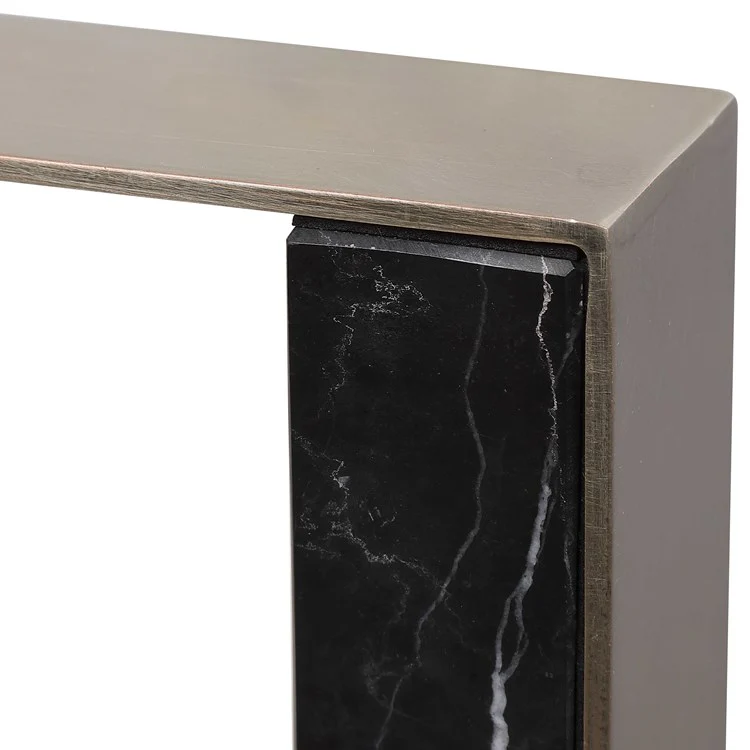 Uttermost Tilman Brushed Nickel and Black Marble Modern Bookends - Image 5
