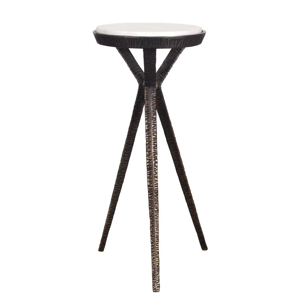 Uttermost Tilton Marble Top With Dark Bronze Accent Table - Image 2