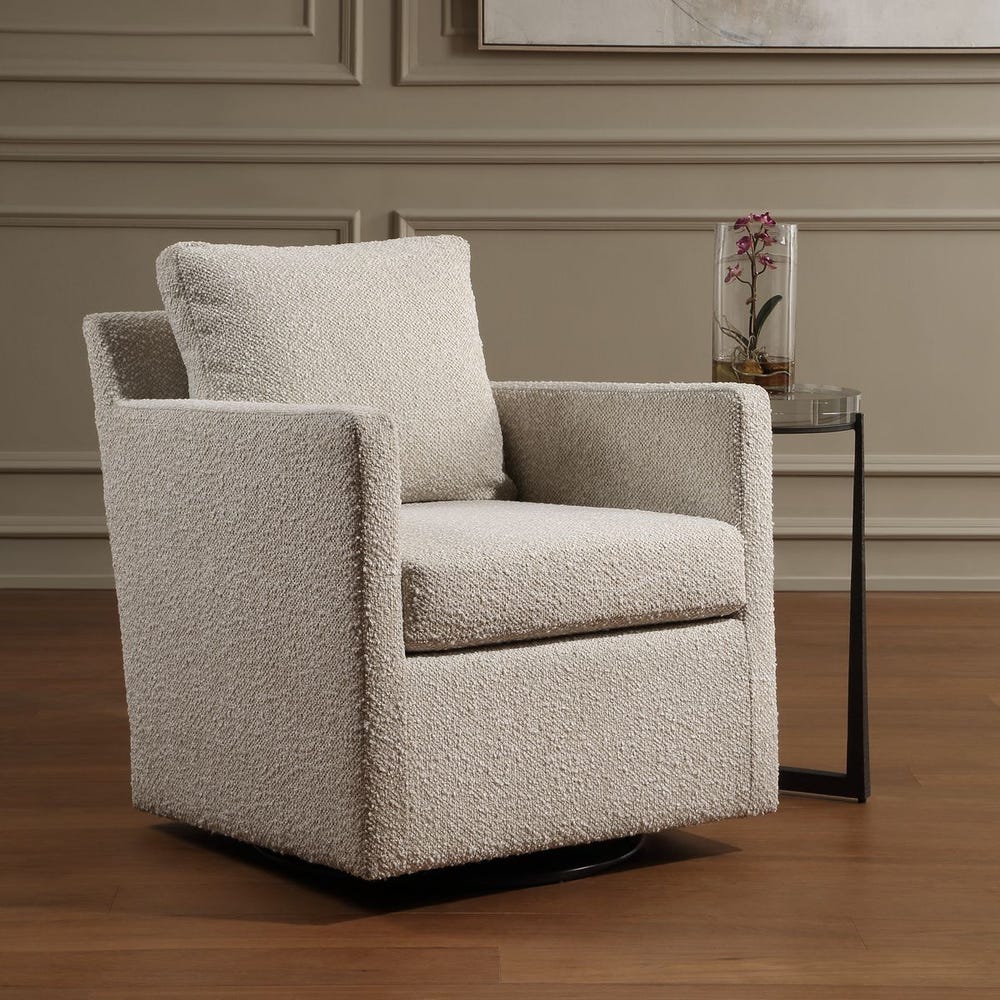 Uttermost Tisdell Cream Boucle Swivel Glider - Image 2