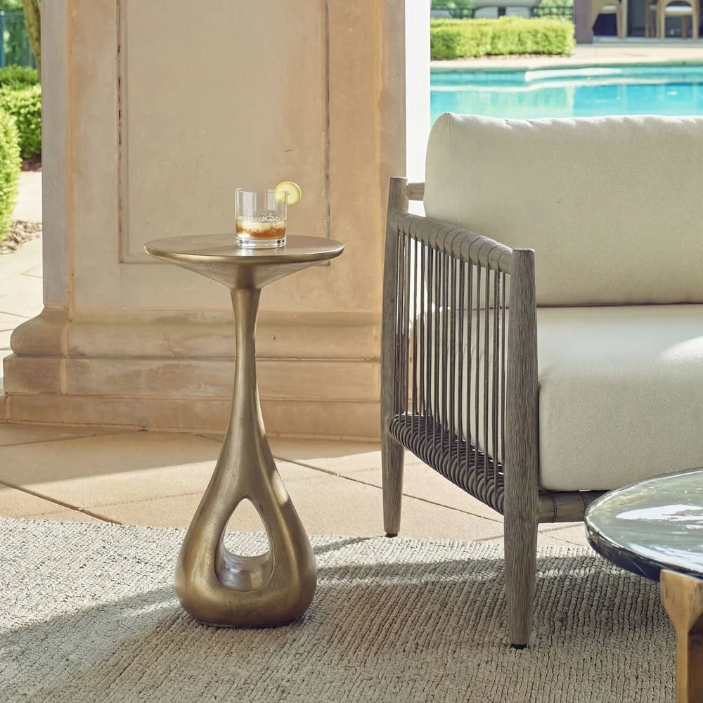 Uttermost Tolstoy Rich Antique Brass Accent Table ~ Indoor & Outdoor Use