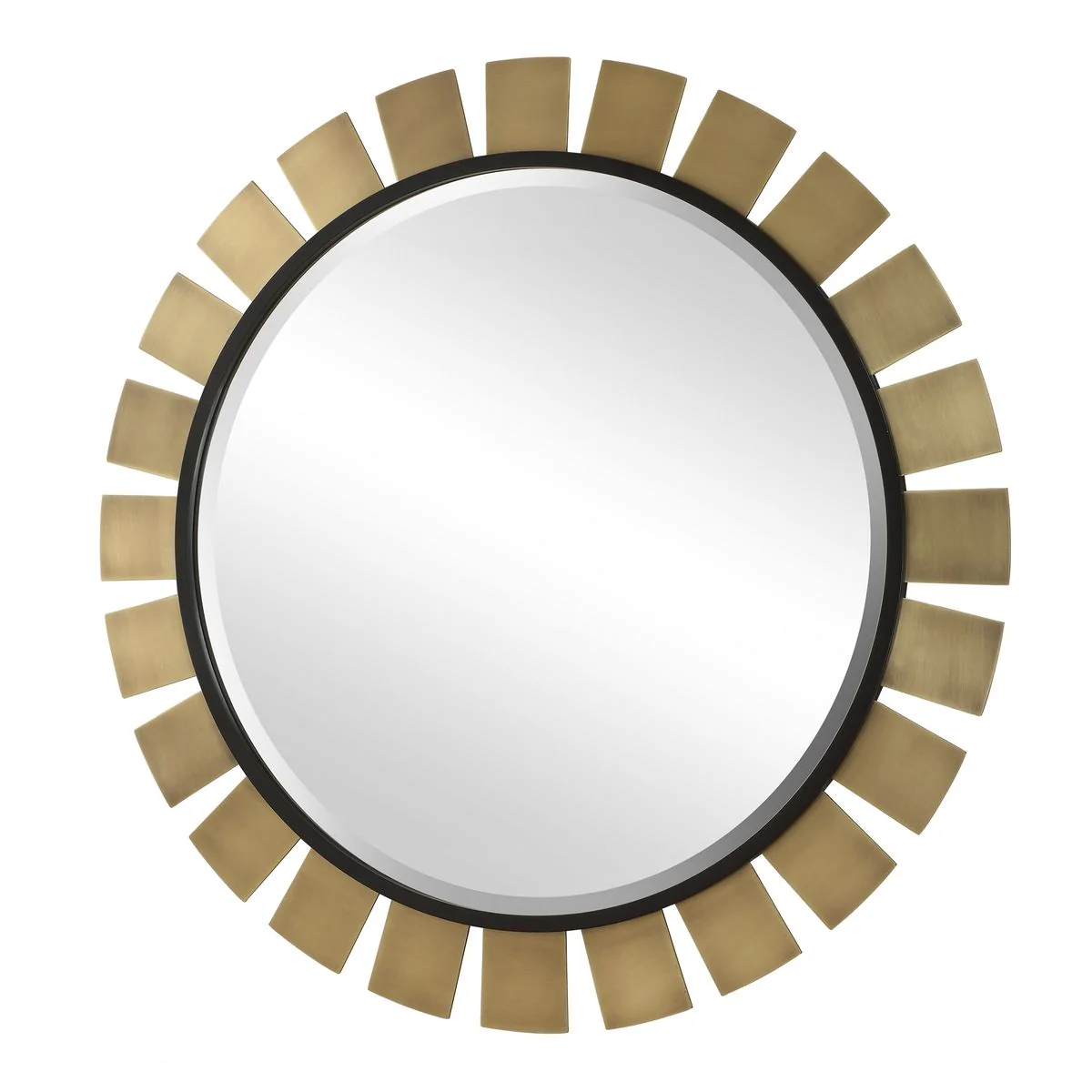 Uttermost Toluca Antiqued Brass Sunburst Round Mirror - Image 4