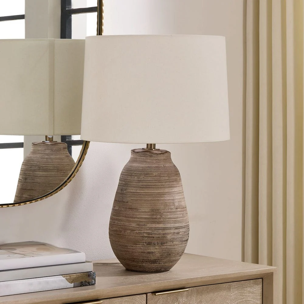Uttermost Tonachio Distressed Light Gray With Rustic Brown Table Lamp - Image 2