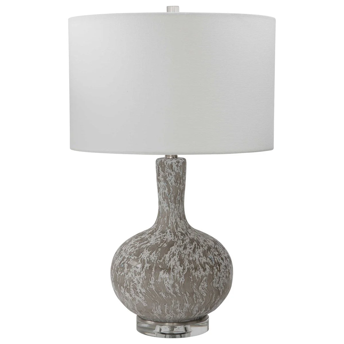Uttermost Turbulence White, Black and Gray Glass Table Lamp With White Shade - Image 4