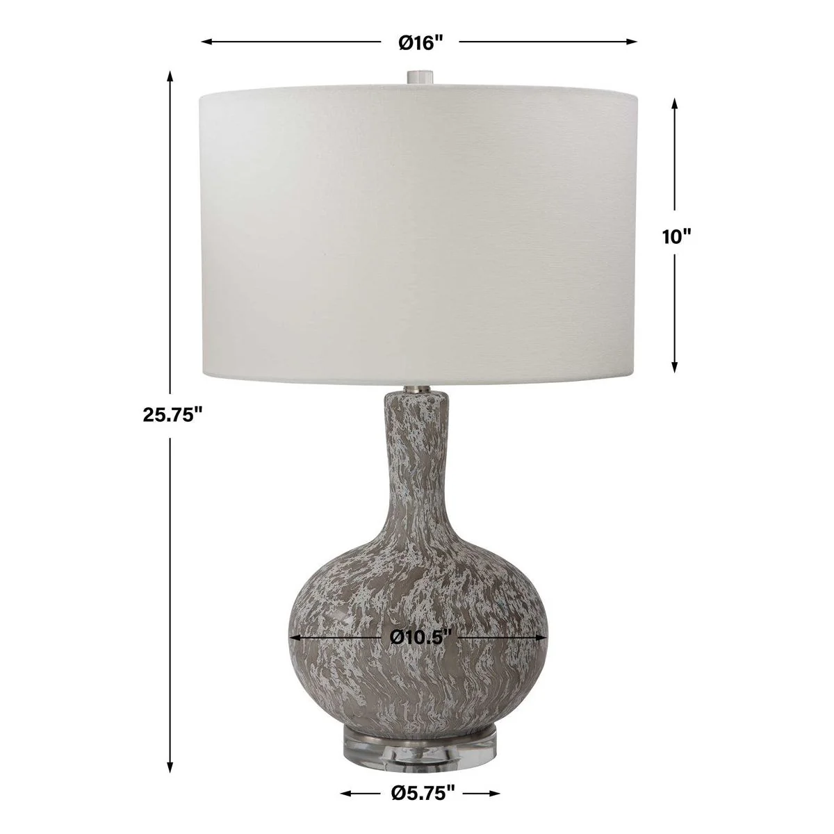 Uttermost Turbulence White, Black and Gray Glass Table Lamp With White Shade - Image 7