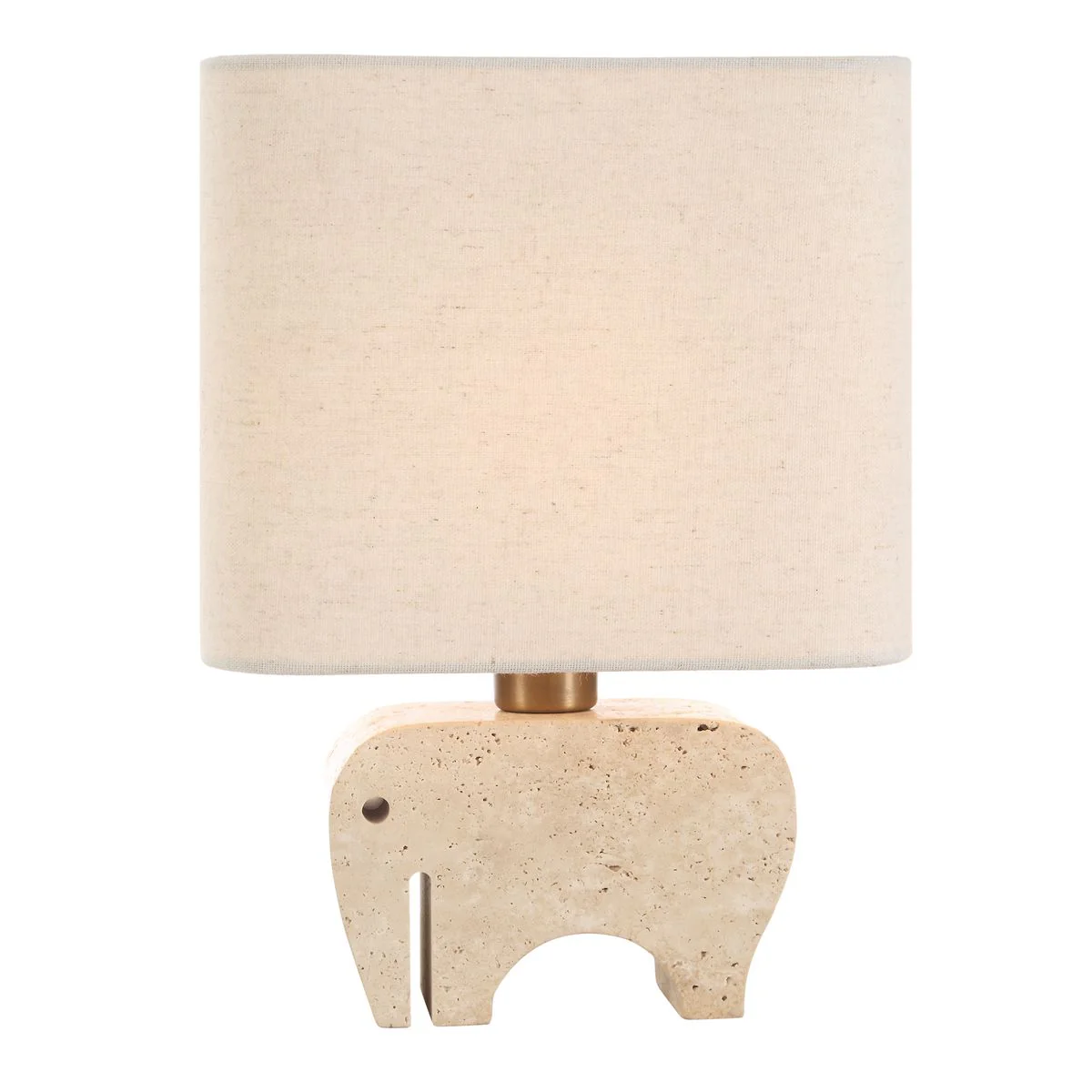 Uttermost Tusk Elephant Sculpture Beige Accent Lamp With Khaki Fabric Shade - Image 4