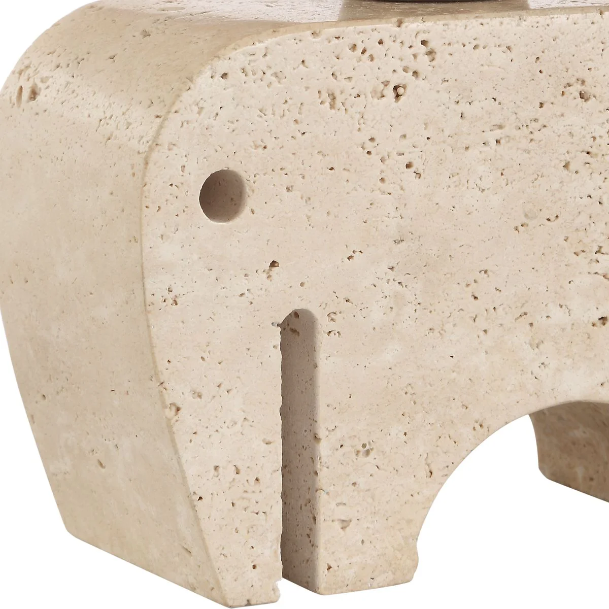 Uttermost Tusk Elephant Sculpture Beige Accent Lamp With Khaki Fabric Shade - Image 6