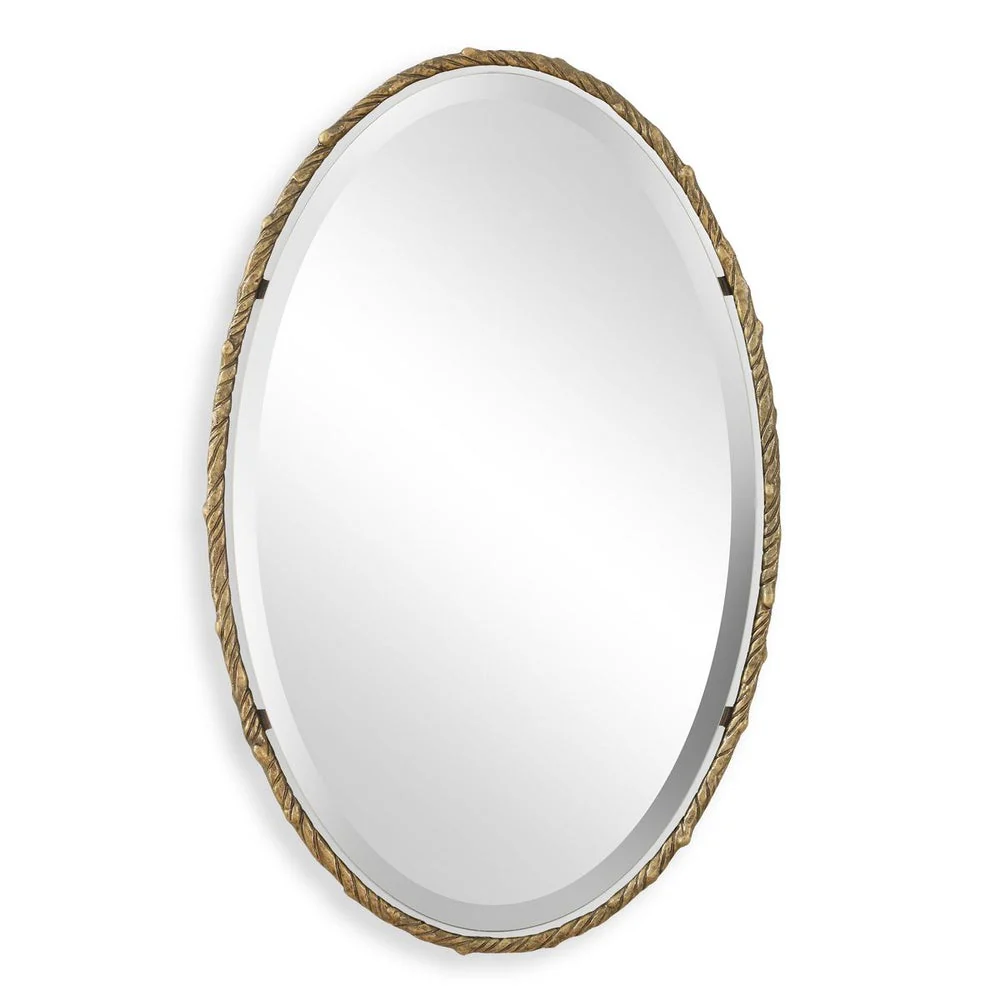 Uttermost Twisted Branch Antiqued Gold Iron Oval Mirror - Image 3