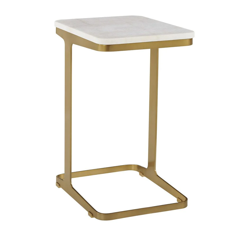 Uttermost Tylan Warm Brass With White Marble Top Accent Table - Image 3