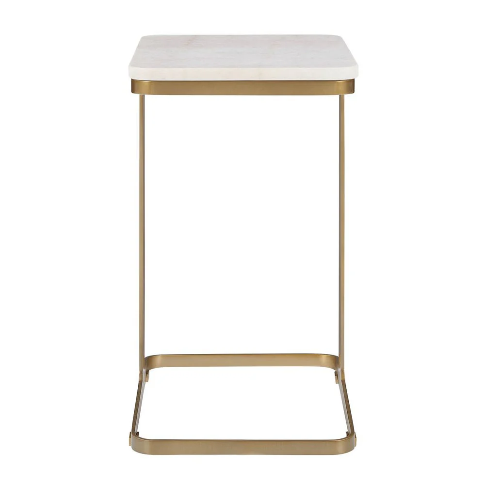 Uttermost Tylan Warm Brass With White Marble Top Accent Table - Image 4