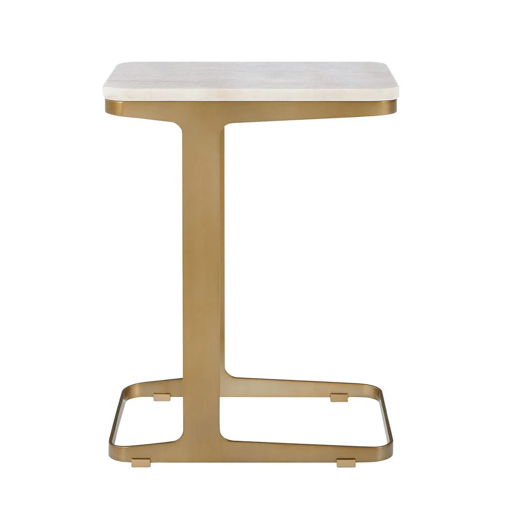 Uttermost Tylan Warm Brass With White Marble Top Accent Table - Image 5
