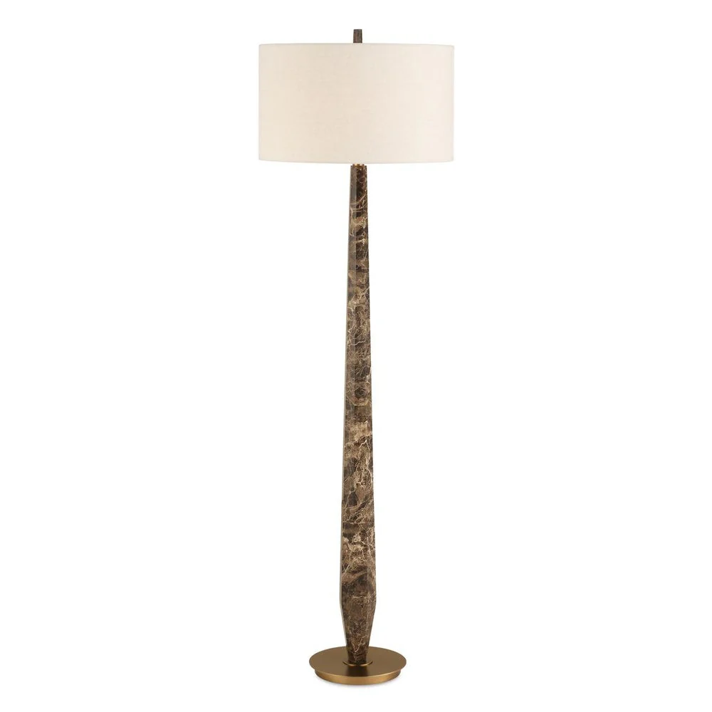 Uttermost Tyree Brown Marble Floor Lamp With Off White Linen Shade - Image 2