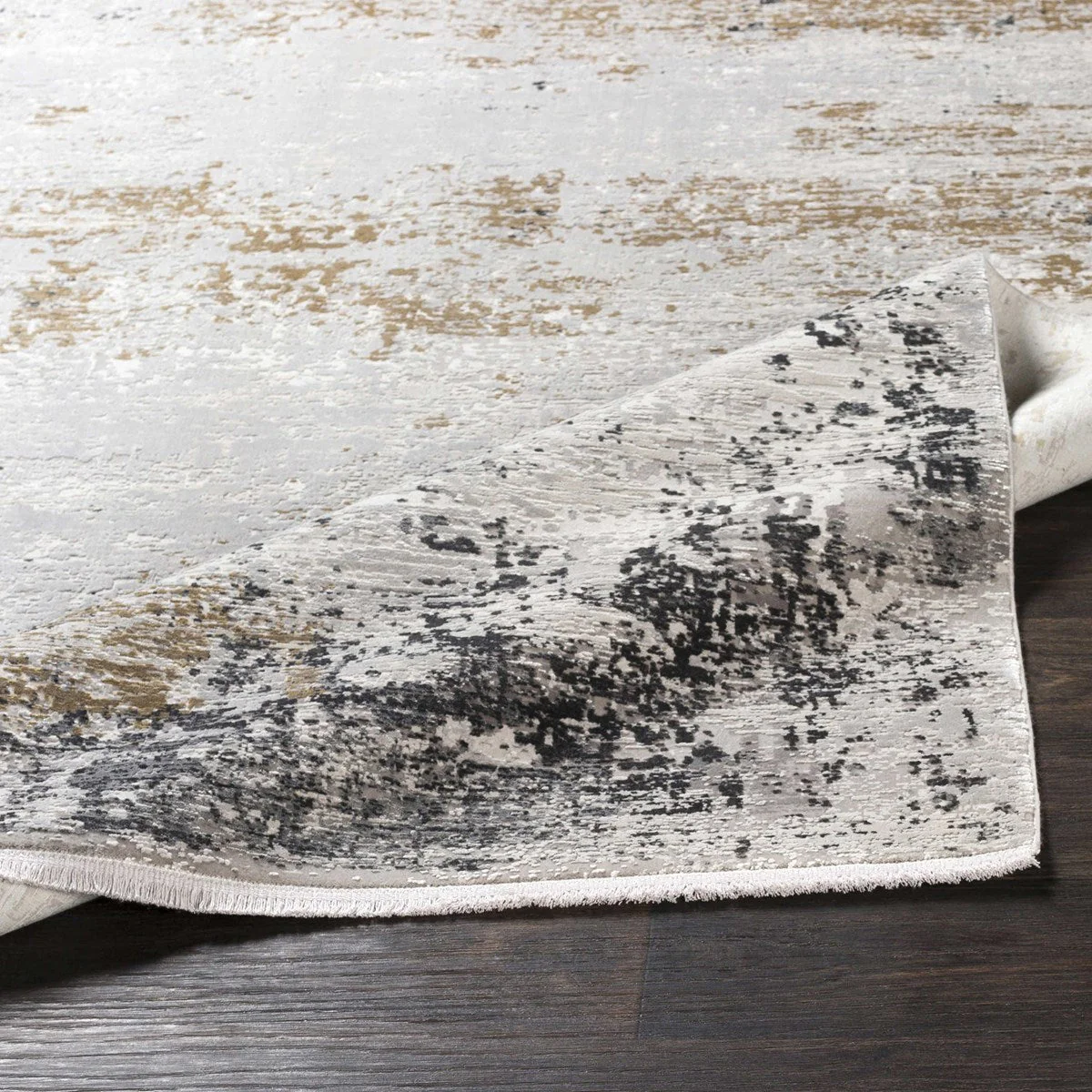 Uttermost Ulen White, Charcoal, Saffron and Light Gray Abstract Rug ~ 7'6" x 11'2" - Image 2