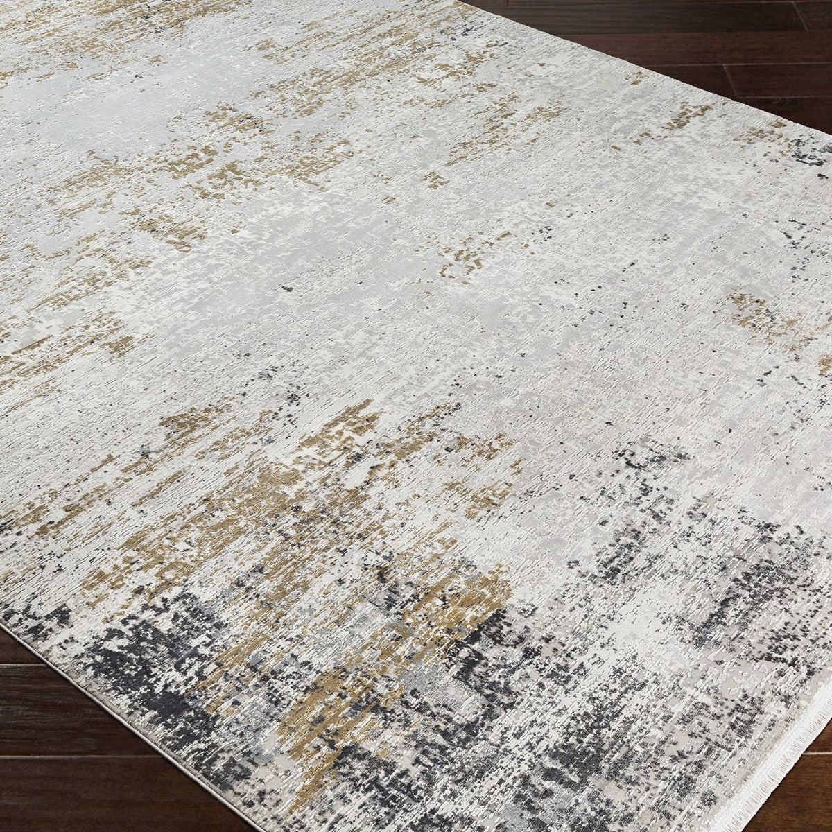 Uttermost Ulen White, Charcoal, Saffron and Light Gray Abstract Rug ~ 9'6" x 13' - Image 2