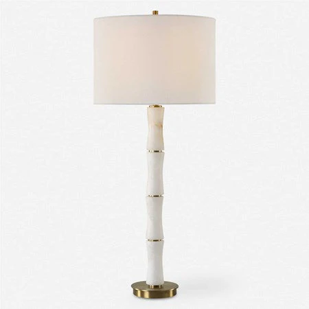Uttermost Unify Polished Alabaster Table Lamp With White Linen Shade - Image 2