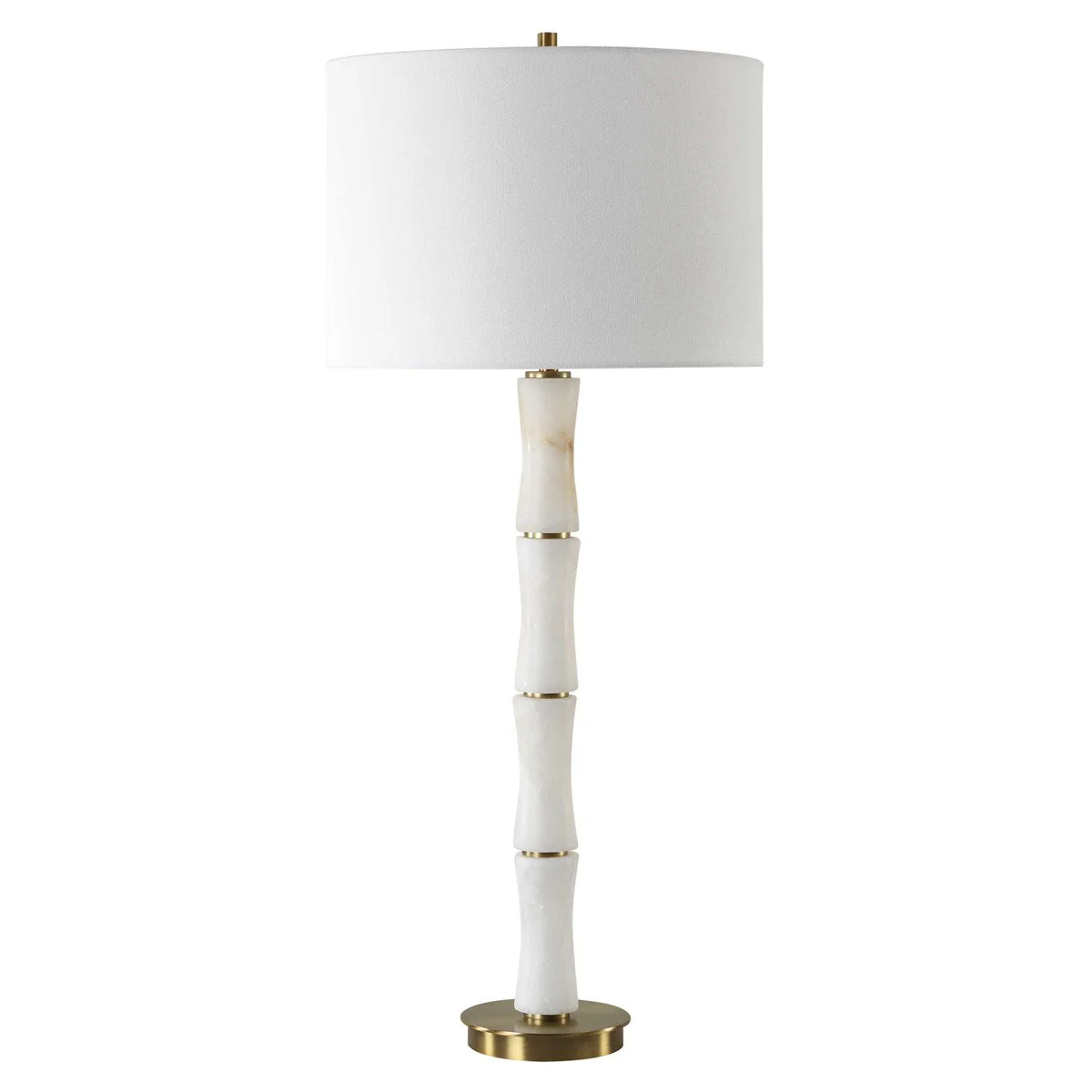 Uttermost Unify Polished Alabaster Table Lamp With White Linen Shade - Image 3
