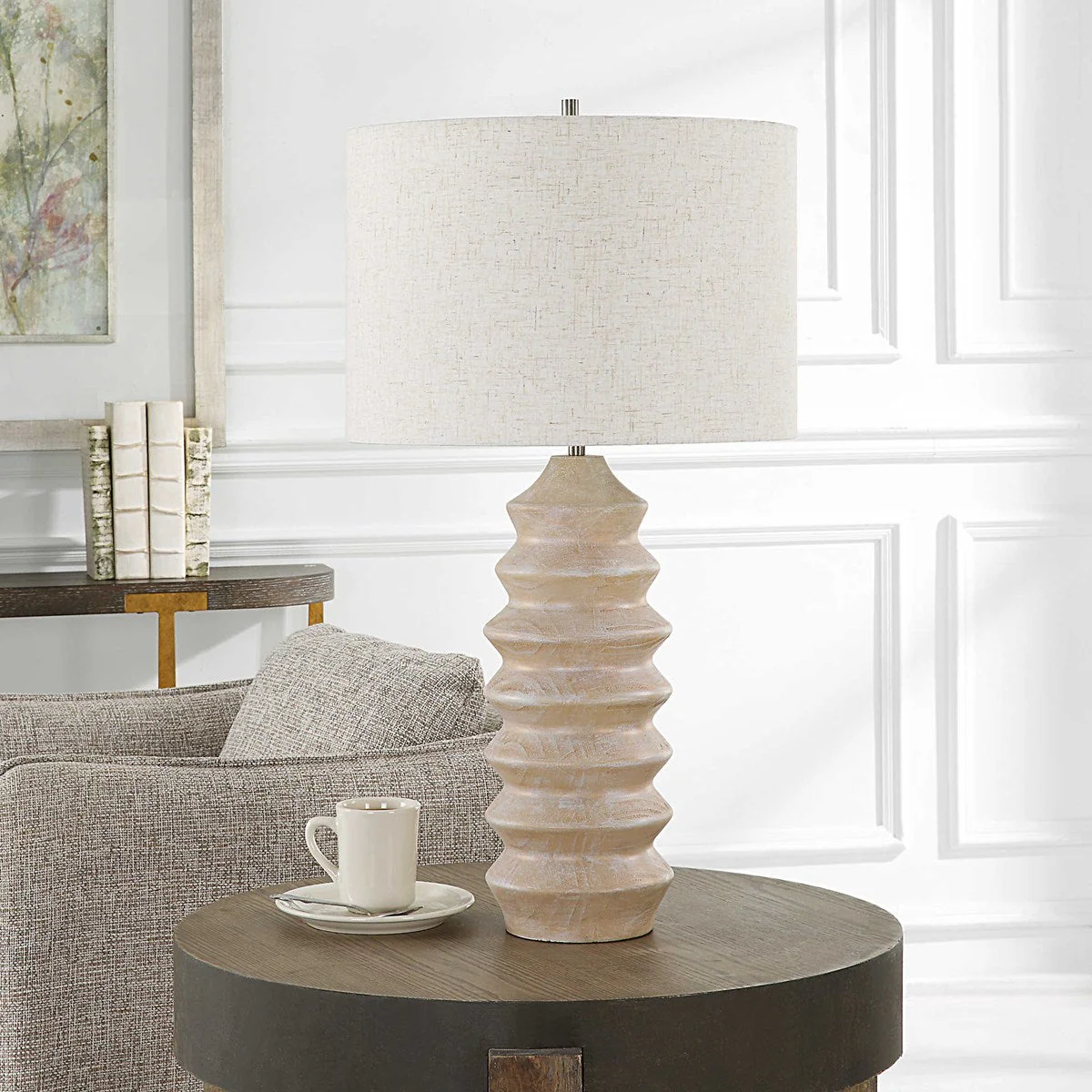 Uttermost Uplift Table Lamp With Oatmeal Linen Shade - Image 3