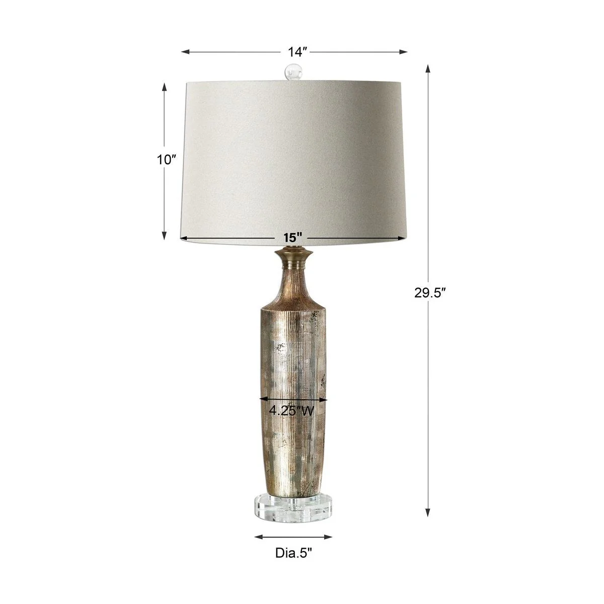 Uttermost Valdieri Metallic Bronze Textured Ceramic Table Lamp With Beige Linen Shade - Image 3