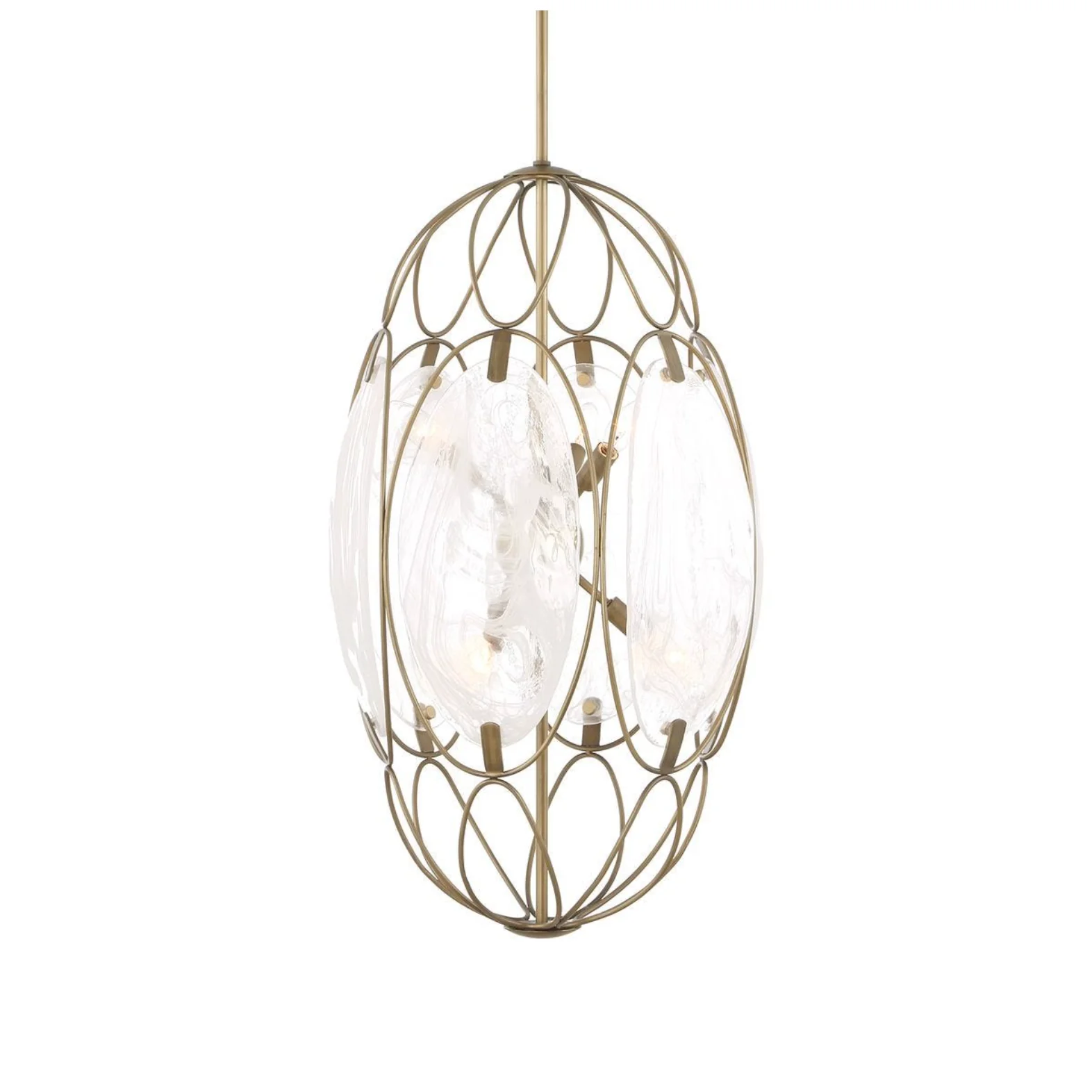 Uttermost Valencia Soft Gold With Swirled White Glass Pendant ~ 6 Lt - Image 2