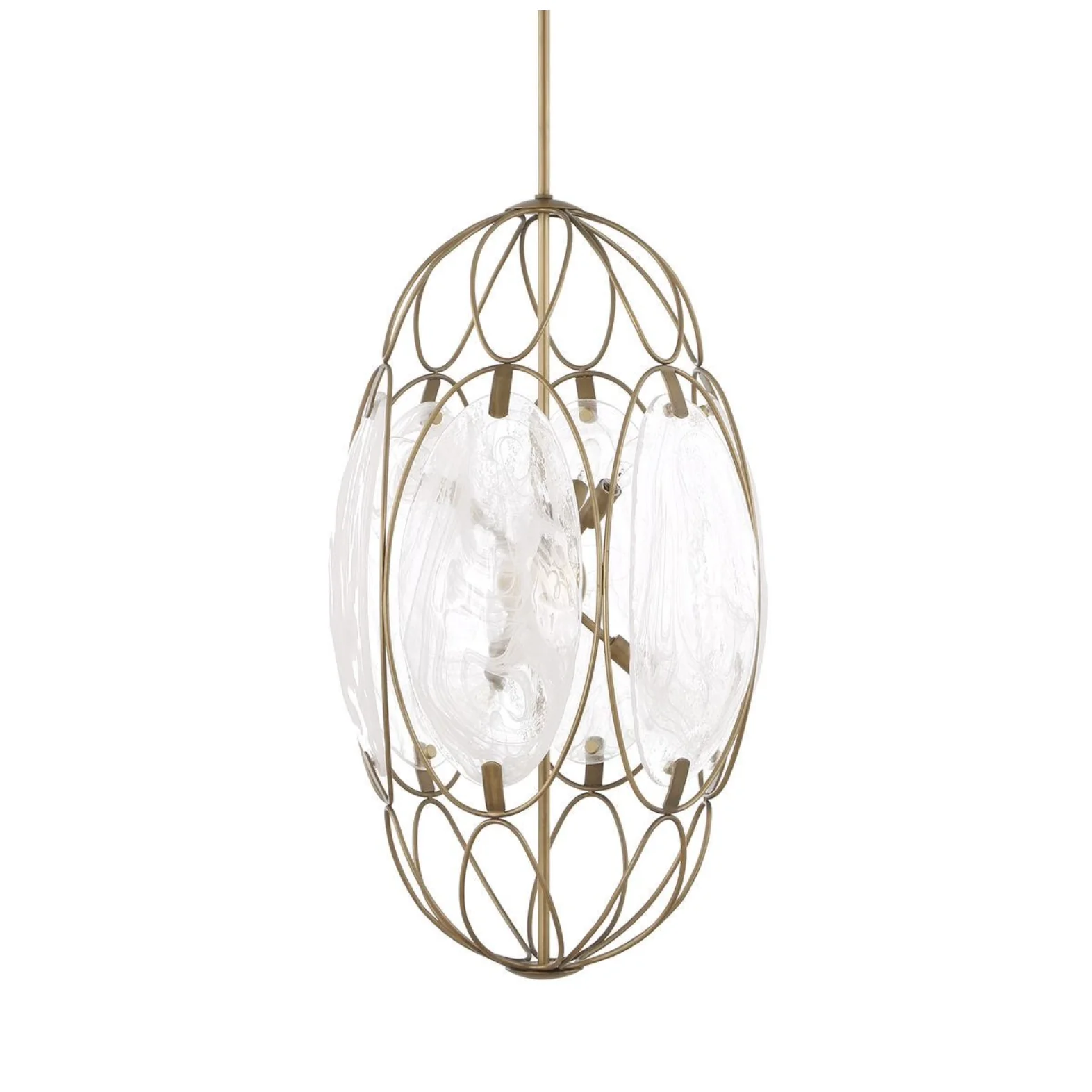 Uttermost Valencia Soft Gold With Swirled White Glass Pendant ~ 6 Lt - Image 3