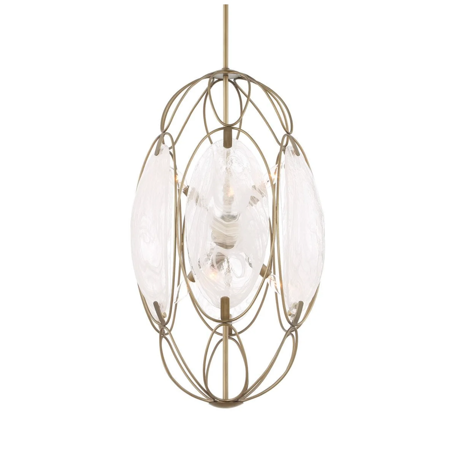 Uttermost Valencia Soft Gold With Swirled White Glass Pendant ~ 6 Lt - Image 4