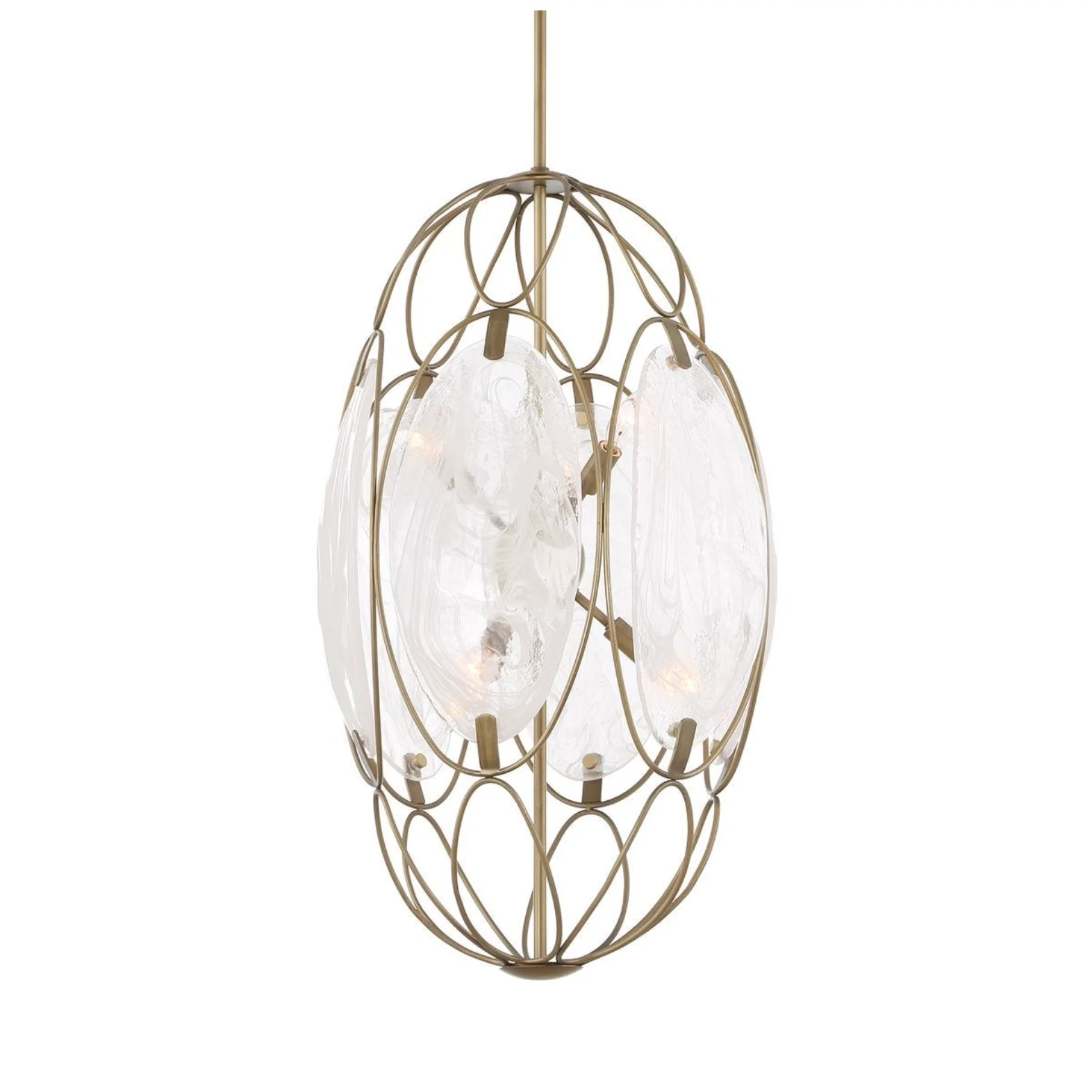 Uttermost Valencia Soft Gold With Swirled White Glass Pendant ~ 6 Lt - Image 5