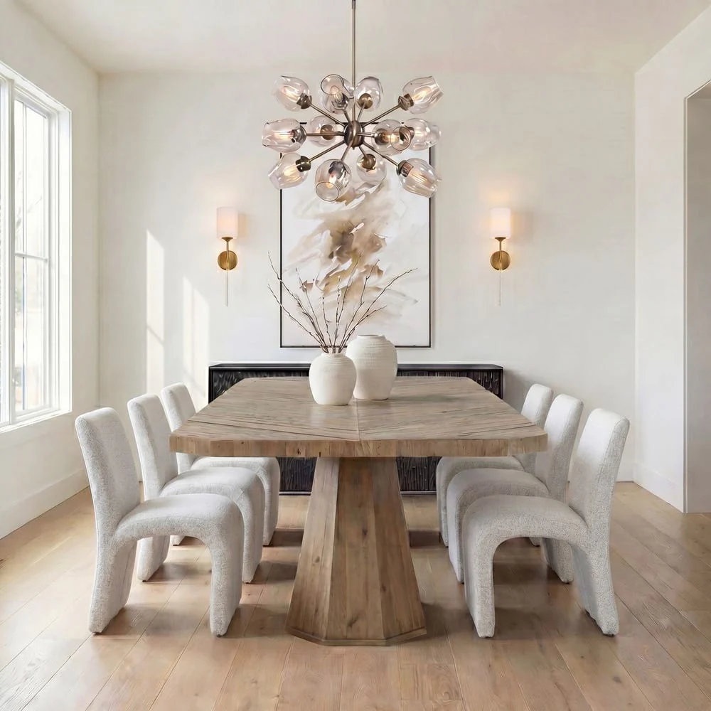Uttermost Valentin Beige And White Boucle Dining Chair