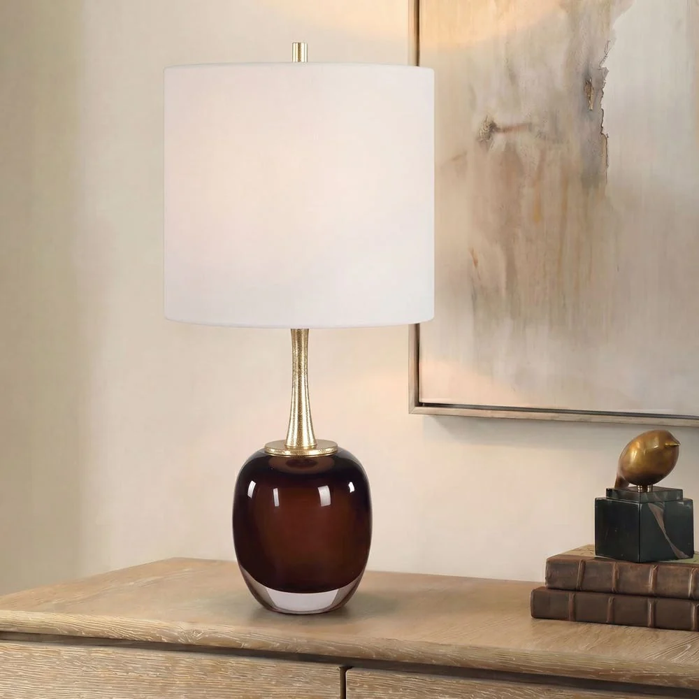 Uttermost Vannett Dark Amber Art Glass Table Lamp