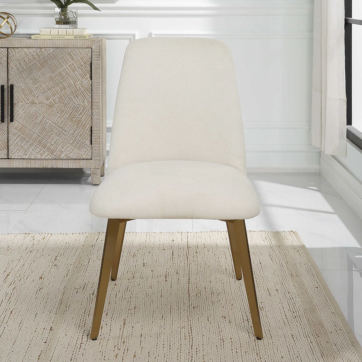 Uttermost Vantage White Frost Performance Fabric Upholstered Dining Chair