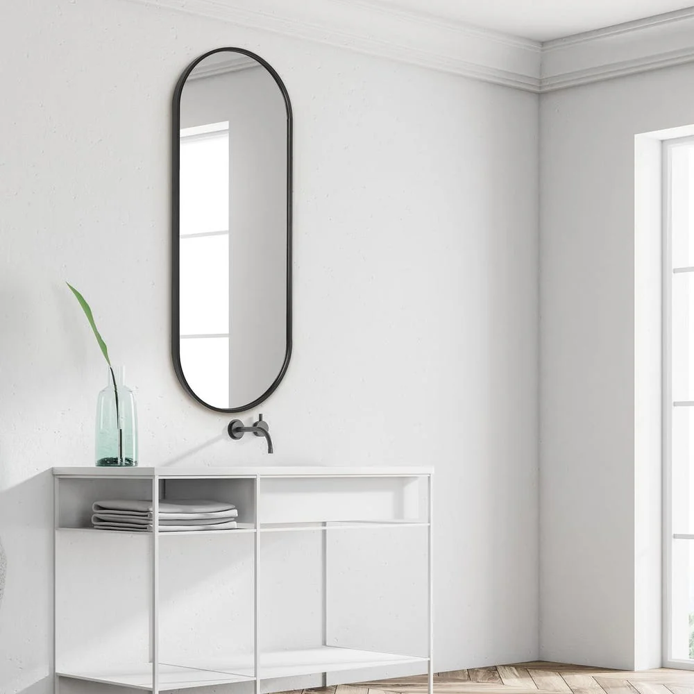 Uttermost Varina Tall Sleek Satin Black Mirror