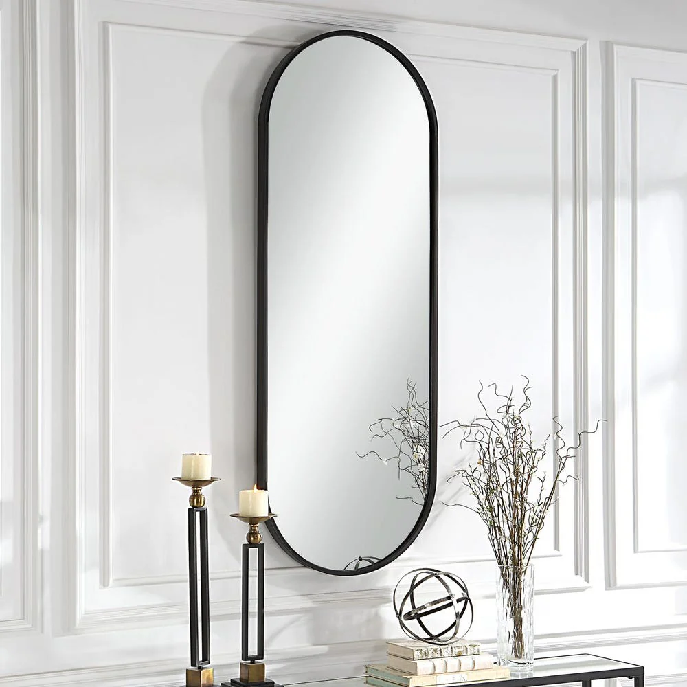 Uttermost Varina Tall Sleek Satin Black Mirror - Image 3