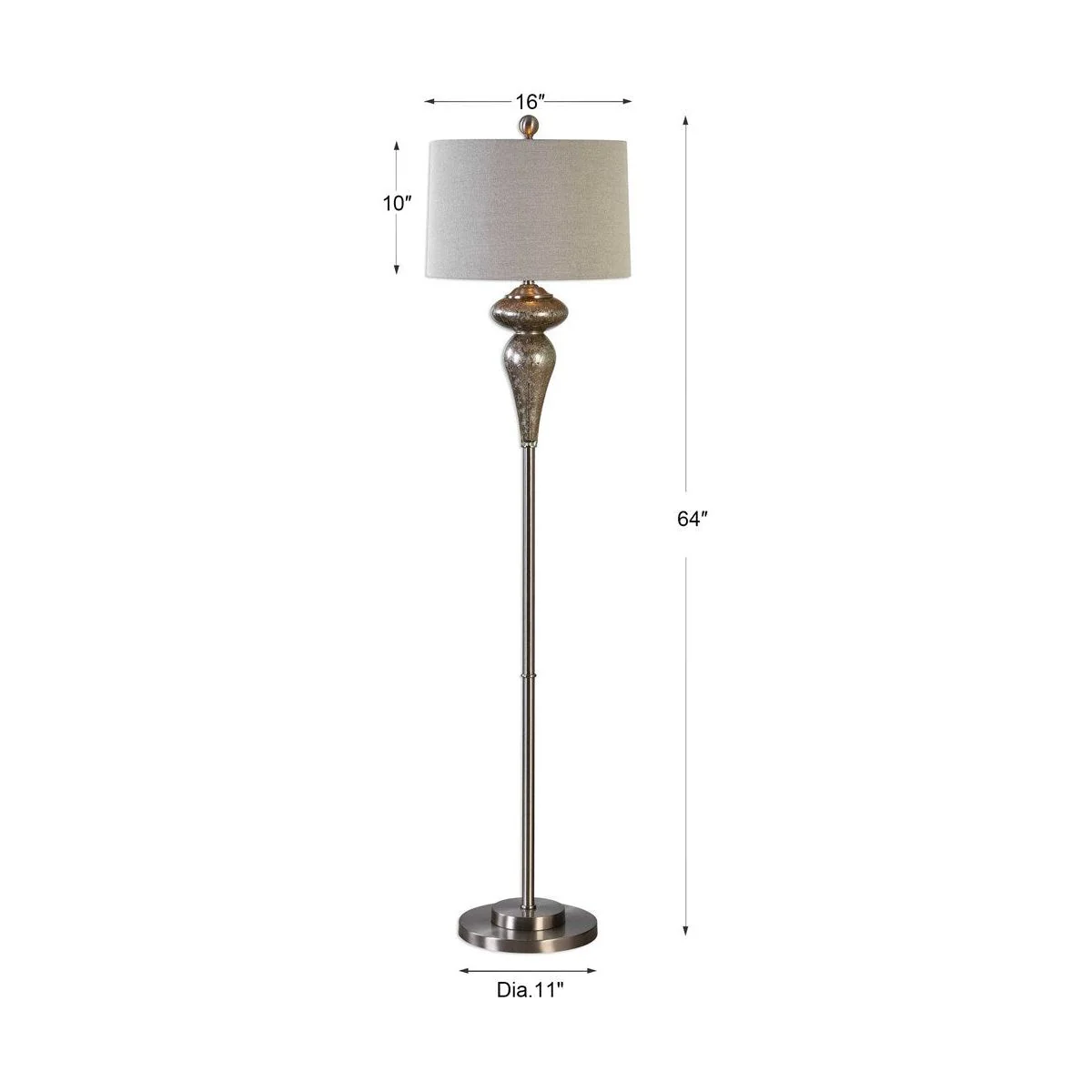 Uttermost Vercana Set of 2 Smoked Mercury Glass Floor Lamps With Beige Linen Shades - Image 3