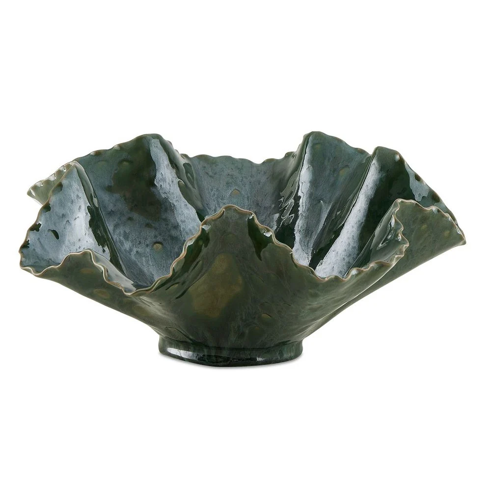 Uttermost Verdant Bloom Glossy Emerald Glazed Bowl ~ Indoor And Outdoor Use - Image 3