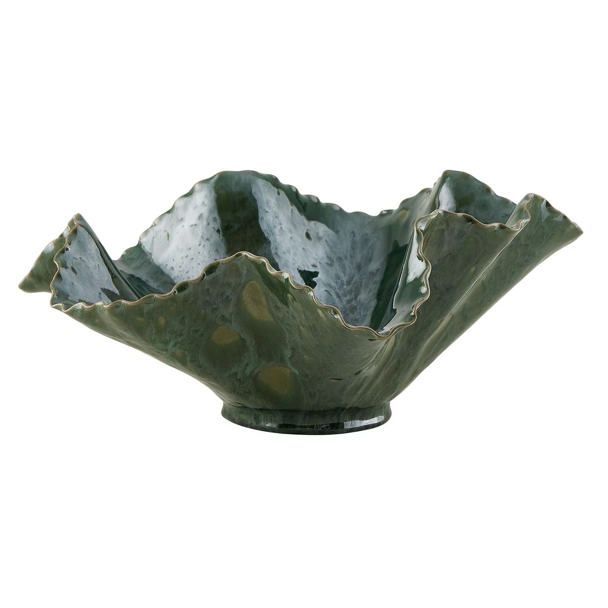 Uttermost Verdant Bloom Glossy Emerald Glazed Bowl ~ Indoor And Outdoor Use - Image 4
