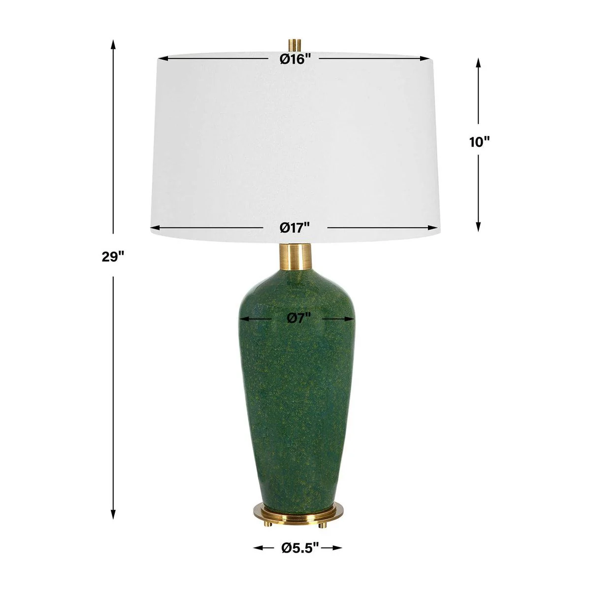 Uttermost Verdell Mossy Green Ceramic Table Lamp With White Linen Shade - Image 8