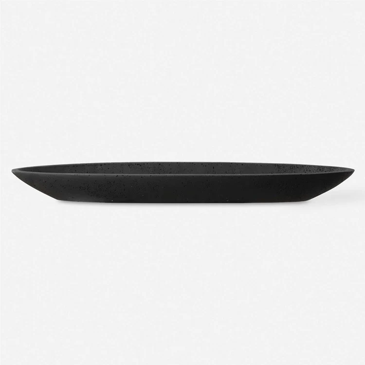 Uttermost Vessel Cast Black Stone Canoe Shaped Bowl - Image 2