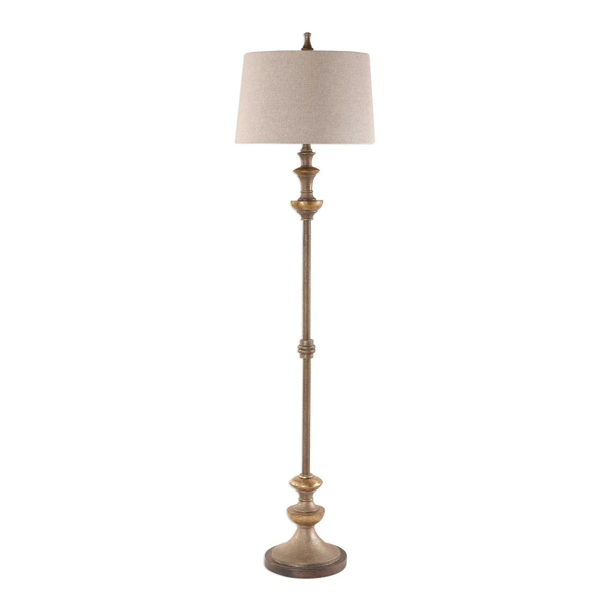 Uttermost Vetralla Antiqued Silver Floor Lamp With Ivory Linen Shade - Image 3