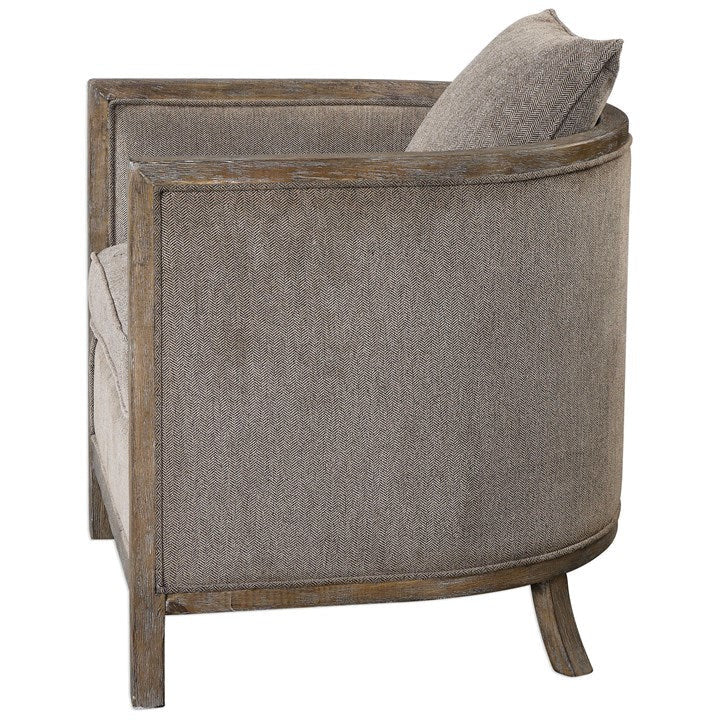 Uttermost Viaggio Gray Chenille Barrel Back Tub Chair - Image 4
