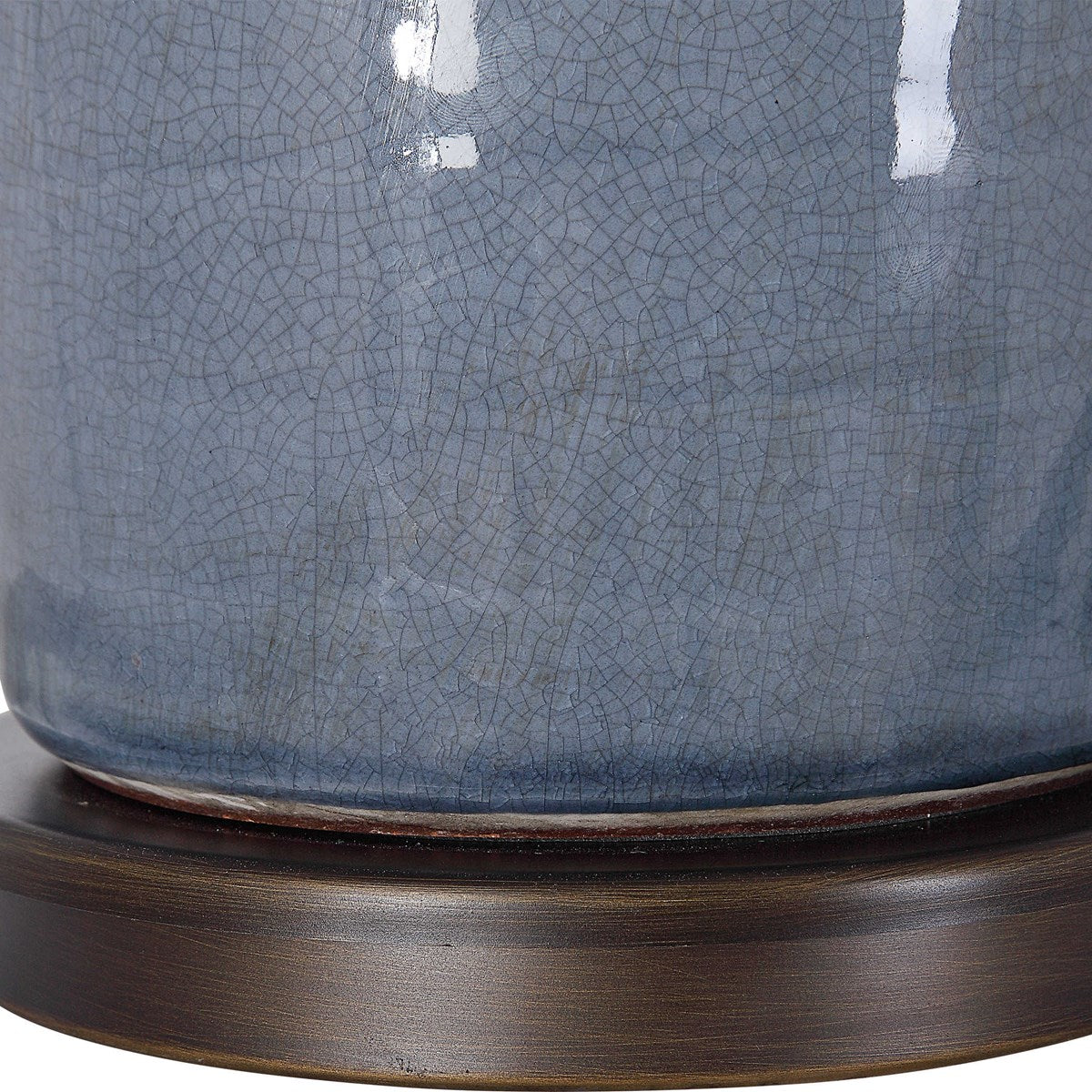 Uttermost Vicente Slate Blue Glazed Ceramic Table Lamp With White Linen Shade - Image 7