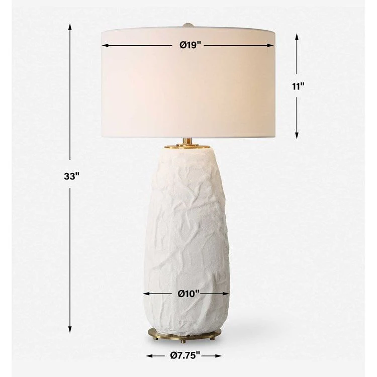 Uttermost Vida Chalk White Glazed Ceramic Table Lamp With Linen Shade - Image 8