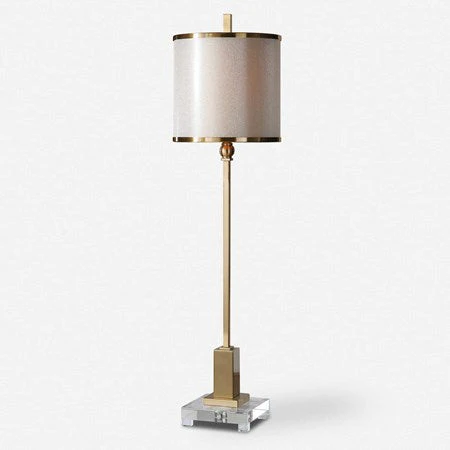 Uttermost Villena Brushed Brass Buffet Lamp With Golden Champagne Shade - Image 2