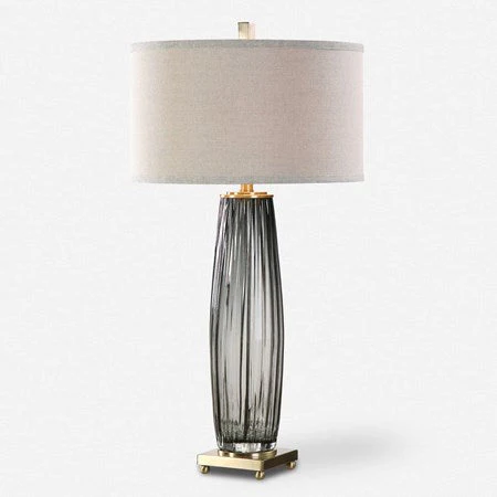 Uttermost Vilminore Charcoal Gray Glass Table Lamp With Light Beige Shade - Image 2