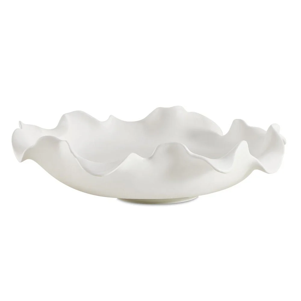 Uttermost Wave Crest White Ceramic Sculptural Decorative Bowl - Image 2