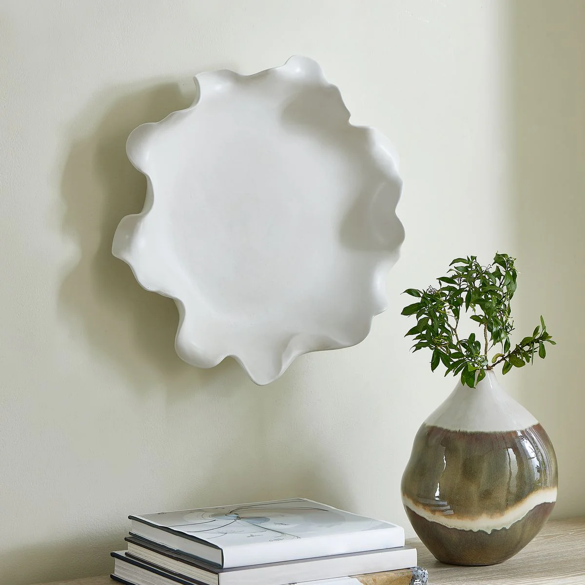 Uttermost Wave Crest White Ceramic Sculptural Decorative Bowl - Image 3