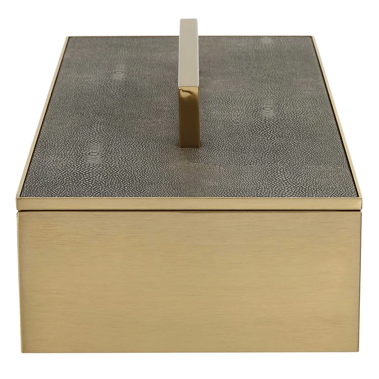 Uttermost Wessex Brass and Gray Faux Shagreen Modern Decorative Box - Image 6