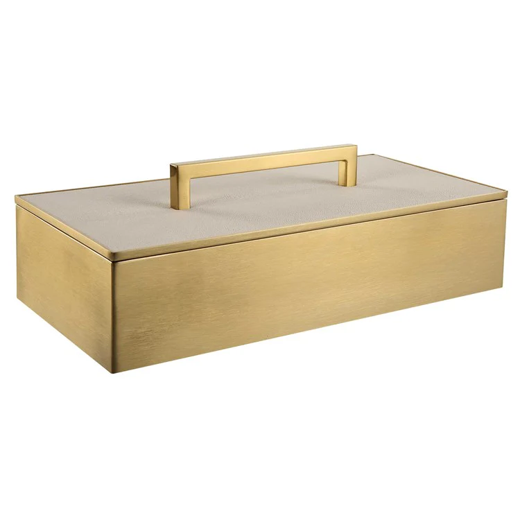 Uttermost Wessex Brass and White Faux Shagreen Modern Decorative Box - Image 6